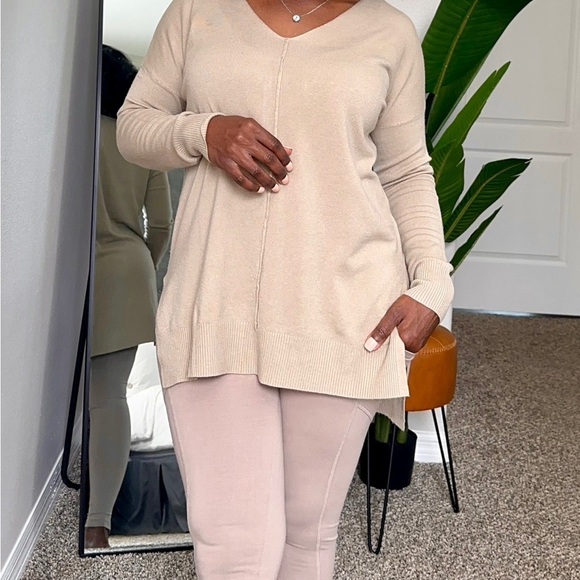 Cotton Wide Waistband Side Pocket Leggings - Cream - Picture 5 of 5